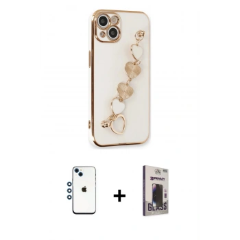 MARSİLYAN™- iPhone 14 Kılıf Nova Işık Prime - Siyah Bilvis Hayalet Cam Ekran Koruyucu + Shine Kamera Lens - MI
