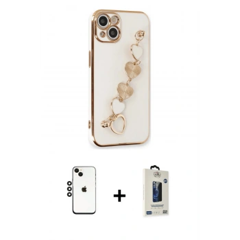 MARSİLYAN™- iPhone 14 Kılıf Nova Işık Prime - Siyah Bilvis Hayalet Cam Ekran Koruyucu + Shine Kamera Lens - SH