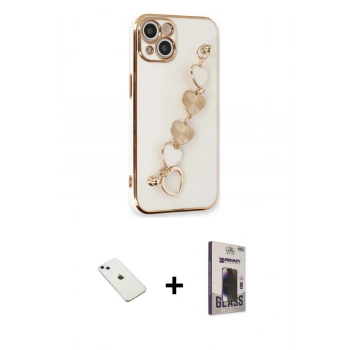 MARSİLYAN™- iPhone 14 Kılıf Nova Işık Prime - Siyah Bilvis Hayalet Cam Ekran Koruyucu + Diamond Kamera Lens - SABE