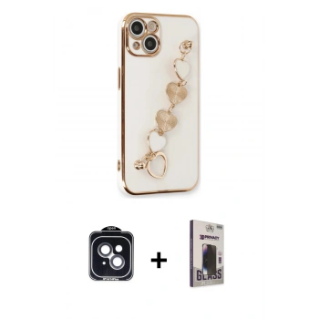 MARSİLYAN™- iPhone 14 Kılıf Nova Işık Prime - Siyah Bilvis Hayalet Cam Ekran Koruyucu + PVD Metal Kamera Lens - SH