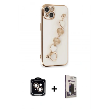MARSİLYAN™- iPhone 14 Kılıf Nova Işık Prime - Siyah Bilvis Hayalet Cam Ekran Koruyucu + PVD Metal Kamera Lens - TU