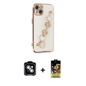 MARSİLYAN™- iPhone 14 Kılıf Nova Işık Prime - Siyah Buffer Cam Ekran Koruyucu + PVD Metal Kamera Lens - GS