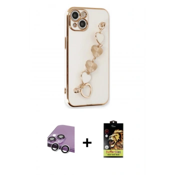 MARSİLYAN™- iPhone 14 Kılıf Nova Işık Prime - Siyah Buffer Cam Ekran Koruyucu + Raze Metal Kamera Lens - GS