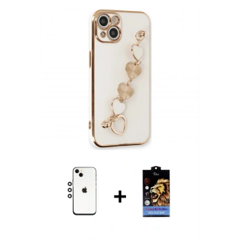 MARSİLYAN™- iPhone 14 Kılıf Nova Işık Prime - Siyah Buffer Hayalet Cam Ekran Koruyucu + Shine Kamera Lens - GS