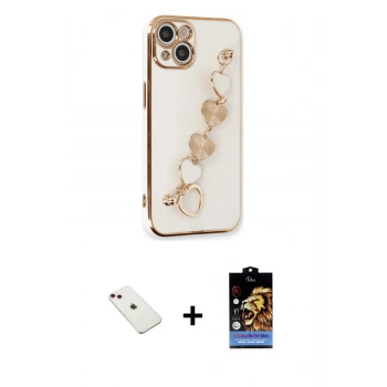MARSİLYAN™- iPhone 14 Kılıf Nova Işık Prime - Siyah Buffer Hayalet Cam Ekran Koruyucu + Diamond Kamera Lens - KI