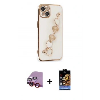 MARSİLYAN™- iPhone 14 Kılıf Nova Işık Prime - Siyah Buffer Hayalet Cam Ekran Koruyucu + Raze Metal Kamera Lens - KI