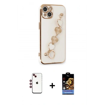 MARSİLYAN™- iPhone 14 Kılıf Nova Işık Prime - Siyah Buffer Hayalet Cam Ekran Koruyucu + Shine Kamera Lens - KI