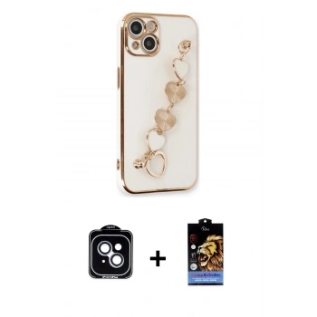 MARSİLYAN™- iPhone 14 Kılıf Nova Işık Prime - Siyah Buffer Hayalet Cam Ekran Koruyucu + PVD Metal Kamera Lens - MI