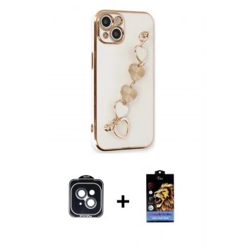 MARSİLYAN™- iPhone 14 Kılıf Nova Işık Prime - Siyah Buffer Hayalet Cam Ekran Koruyucu + PVD Metal Kamera Lens - SH