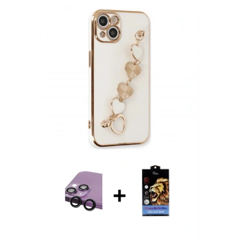 MARSİLYAN™- iPhone 14 Kılıf Nova Işık Prime - Siyah Buffer Hayalet Cam Ekran Koruyucu + Raze Metal Kamera Lens - SH