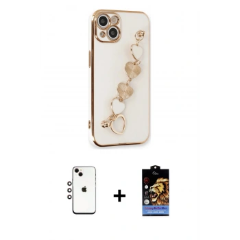 MARSİLYAN™- iPhone 14 Kılıf Nova Işık Prime - Siyah Buffer Hayalet Cam Ekran Koruyucu + Shine Kamera Lens - GI