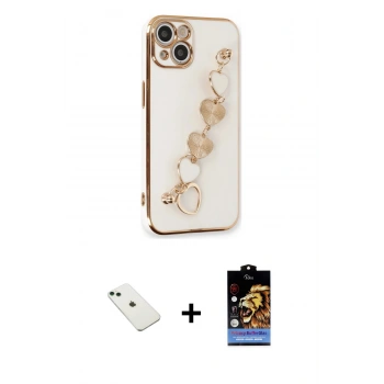 MARSİLYAN™- iPhone 14 Kılıf Nova Işık Prime - Siyah Buffer Hayalet Cam Ekran Koruyucu + Diamond Kamera Lens - YL