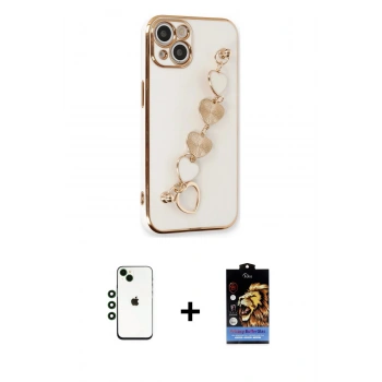 MARSİLYAN™- iPhone 14 Kılıf Nova Işık Prime - Siyah Buffer Hayalet Cam Ekran Koruyucu + Shine Kamera Lens - YL