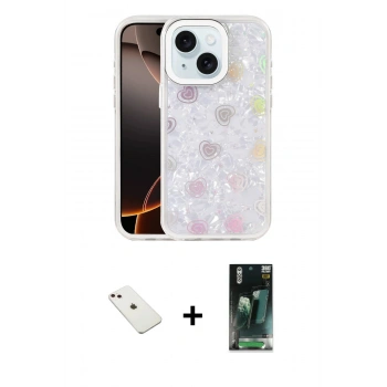 MARSİLYAN™- iPhone 14 Kılıf Odak Prime - Şeffaf 360 Full Body Arka Koruyucu + Diamond Kamera Lens - PE
