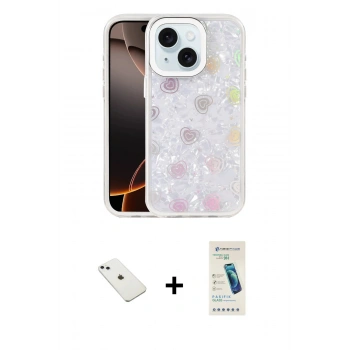 MARSİLYAN™- iPhone 14 Kılıf Odak Prime - Şeffaf Pasifik Cam Ekran Koruyucu + Diamond Kamera Lens - SABE