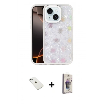 MARSİLYAN™- iPhone 14 Kılıf Odak Prime - Siyah Bilvis 3D Cam Ekran Koruyucu + Diamond Kamera Lens - SABE