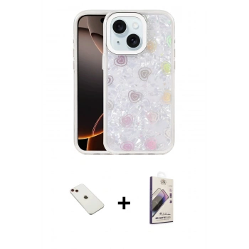 MARSİLYAN™- iPhone 14 Kılıf Odak Prime - Siyah Bilvis 3D Mat Cam Ekran Koruyucu + Diamond Kamera Lens - KI