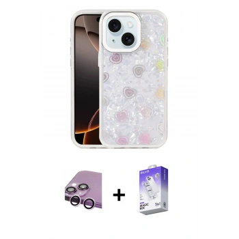 MARSİLYAN™- iPhone 14 Kılıf Odak Prime - Siyah Bilvis 5in1 3D Magic Cam Ekran Koruyucu + Raze Metal Kamera Lens - MR
