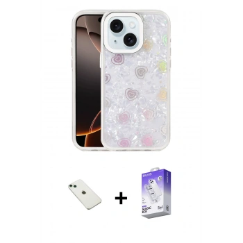 MARSİLYAN™- iPhone 14 Kılıf Odak Prime - Siyah Bilvis 5in1 3D Magic Cam Ekran Koruyucu + Diamond Kamera Lens - YL