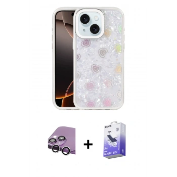 MARSİLYAN™- iPhone 14 Kılıf Odak Prime - Siyah Bilvis 5in1 5D Magic Hayalet Cam Ekran Koruyucu + Raze Metal Kamera Lens - GS