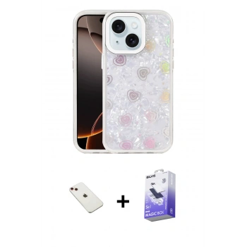 MARSİLYAN™- iPhone 14 Kılıf Odak Prime - Siyah Bilvis 5in1 5D Magic Hayalet Cam Ekran Koruyucu + Diamond Kamera Lens - KI