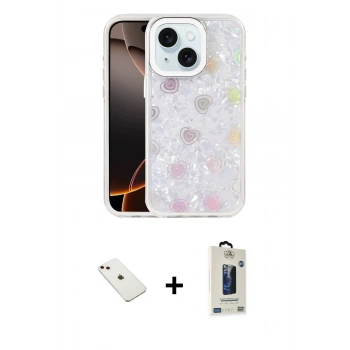 MARSİLYAN™- iPhone 14 Kılıf Odak Prime - Siyah Bilvis Hayalet Cam Ekran Koruyucu + Diamond Kamera Lens - PE