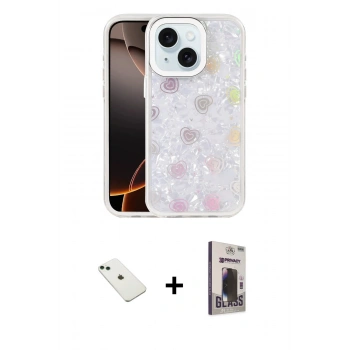 MARSİLYAN™- iPhone 14 Kılıf Odak Prime - Siyah Bilvis Hayalet Cam Ekran Koruyucu + Diamond Kamera Lens - YL