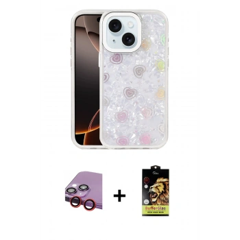 MARSİLYAN™- iPhone 14 Kılıf Odak Prime - Siyah Buffer Cam Ekran Koruyucu + Raze Metal Kamera Lens - KI