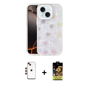 MARSİLYAN™- iPhone 14 Kılıf Odak Prime - Siyah Buffer Cam Ekran Koruyucu + Shine Kamera Lens - KI