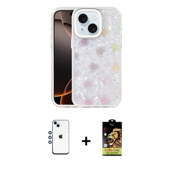 MARSİLYAN™- iPhone 14 Kılıf Odak Prime - Siyah Buffer Cam Ekran Koruyucu + Shine Kamera Lens - MI