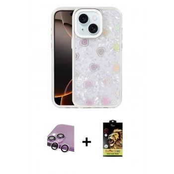 MARSİLYAN™- iPhone 14 Kılıf Odak Prime - Siyah Buffer Cam Ekran Koruyucu + Raze Metal Kamera Lens - MR