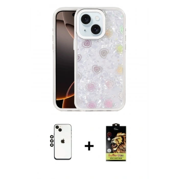 MARSİLYAN™- iPhone 14 Kılıf Odak Prime - Siyah Buffer Cam Ekran Koruyucu + Shine Kamera Lens - SH