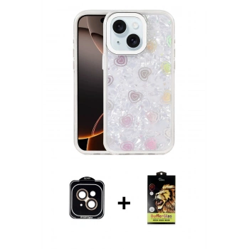 MARSİLYAN™- iPhone 14 Kılıf Odak Prime - Siyah Buffer Cam Ekran Koruyucu + PVD Metal Kamera Lens - TU