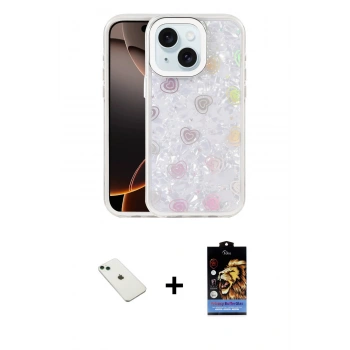 MARSİLYAN™- iPhone 14 Kılıf Odak Prime - Siyah Buffer Hayalet Cam Ekran Koruyucu + Diamond Kamera Lens - YL