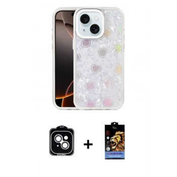 MARSİLYAN™- iPhone 14 Kılıf Odak Prime - Siyah Buffer Hayalet Cam Ekran Koruyucu + PVD Metal Kamera Lens - GS