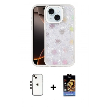 MARSİLYAN™- iPhone 14 Kılıf Odak Prime - Siyah Buffer Hayalet Cam Ekran Koruyucu + Shine Kamera Lens - GI