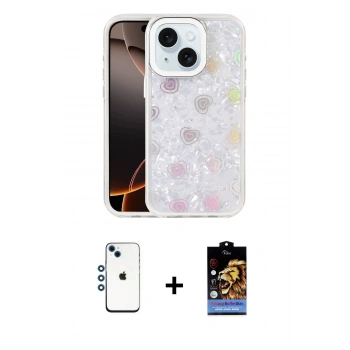 MARSİLYAN™- iPhone 14 Kılıf Odak Prime - Siyah Buffer Hayalet Cam Ekran Koruyucu + Shine Kamera Lens - MI
