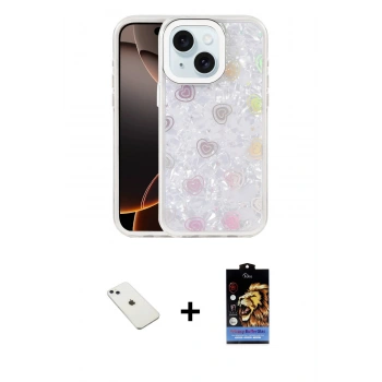 MARSİLYAN™- iPhone 14 Kılıf Odak Prime - Siyah Buffer Hayalet Cam Ekran Koruyucu + Diamond Kamera Lens - SABE