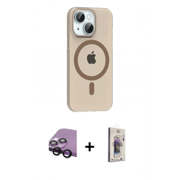 MARSİLYAN™- iPhone 14 Kılıf Pusula Form Özel Seri - Siyah Bilvis 3D Cam Ekran Koruyucu + Raze Metal Kamera Lens - SH