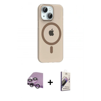 MARSİLYAN™- iPhone 14 Kılıf Pusula Form Özel Seri - Siyah Bilvis 3D Mat Cam Ekran Koruyucu + Raze Metal Kamera Lens - MR