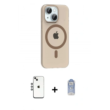 MARSİLYAN™- iPhone 14 Kılıf Pusula Form Özel Seri - Siyah Joko Magic 5D Cam + Shine Kamera Lens - GS