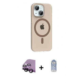 MARSİLYAN™- iPhone 14 Kılıf Pusula Form Özel Seri - Siyah Joko Magic 5D Cam + Raze Metal Kamera Lens - SH
