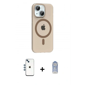 MARSİLYAN™- iPhone 14 Kılıf Pusula Form Özel Seri - Siyah Joko Magic 5D Cam + Shine Kamera Lens - MI
