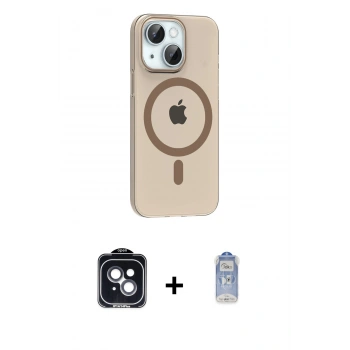 MARSİLYAN™- iPhone 14 Kılıf Pusula Form Özel Seri - Siyah Joko Magic 5D Cam + PVD Metal Kamera Lens - SH