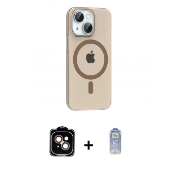 MARSİLYAN™- iPhone 14 Kılıf Pusula Form Özel Seri - Siyah Joko Magic 5D Cam + PVD Metal Kamera Lens - TU