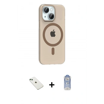 MARSİLYAN™- iPhone 14 Kılıf Pusula Form Özel Seri - Siyah Joko Magic 5D Cam + Diamond Kamera Lens - YL