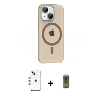 MARSİLYAN™- iPhone 14 Kılıf Pusula Form Özel Seri - Siyah Joko Magic 5D Hayalet Cam + Shine Kamera Lens - MI