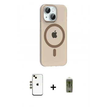 MARSİLYAN™- iPhone 14 Kılıf Pusula Form Özel Seri - Siyah Joko Magic 5D Hayalet Cam + Shine Kamera Lens - GD
