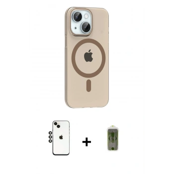 MARSİLYAN™- iPhone 14 Kılıf Pusula Form Özel Seri - Siyah Joko Magic 5D Hayalet Cam + Shine Kamera Lens - SH