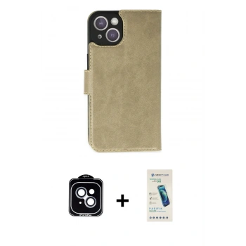 MARSİLYAN™- iPhone 14 Kılıf Siluet Işık Serisi - Şeffaf Pasifik Cam Ekran Koruyucu + PVD Metal Kamera Lens - MI